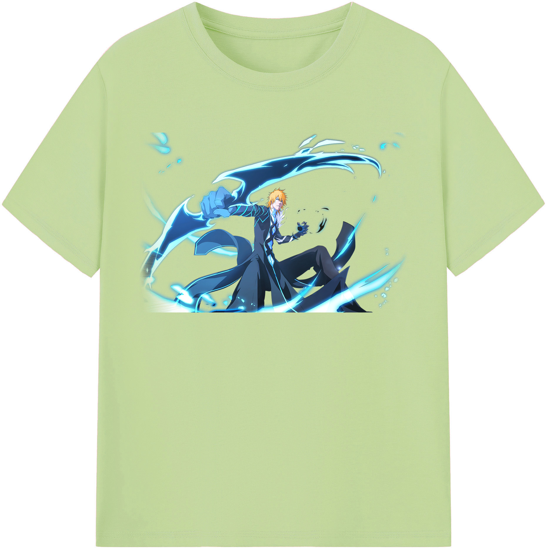 （画像用） ブリーチ 黒崎一護（くろさき いちご）BLEACH Kurosaki Ichigo 綿100％半袖Tシャツ（フロントプリント）